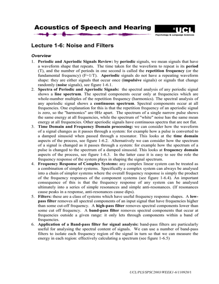 Lecture 16 Noise and Filters