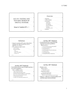 Overview ECE 553: TESTING AND TESTABLE DESIGN OF DIGITAL SYSTEMS