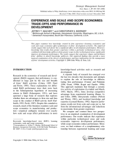 EXPERIENCE AND SCALE AND SCOPE ECONOMIES: TRADE-OFFS AND PERFORMANCE IN DEVELOPMENT