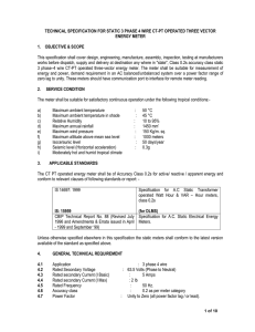 TECHNICAL SPECIFICATION FOR STATIC 3 PHASE 4 WIRE CT-PT OPERATED... ENERGY METER 1.  OBJECTIVE &amp; SCOPE