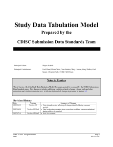 Study Data Tabulation Model Prepared by the CDISC Submission Data Standards Team