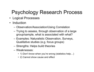 Psychology Research Process • Logical Processes • Induction
