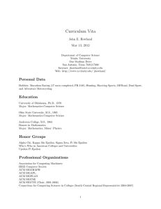 Curriculum Vita John E. Howland May 13, 2012