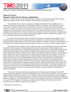Magnetic Materials for Energy Applications Symposia Summary
