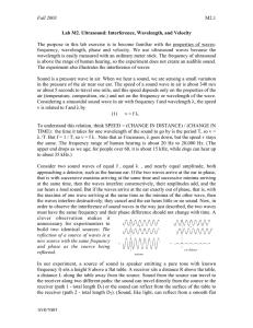 Fall 2003 M2.1 Lab M2. Ultrasound: Interference, Wavelength, and Velocity