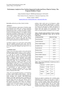 Performance Analysis of Gas Turbine Integrated Geothermal Power Plant in... Proposed Kizildere Project