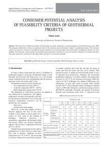 CONSUMER POTENTIAL ANALYSIS OF FEASIBILITY CRITERIA OF GEOTHERMAL PROJECTS PHD SUMMARIES
