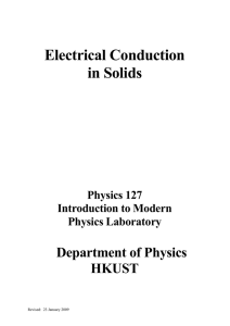 Electrical Conduction in Solids Department of Physics