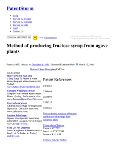 PatentStorm Method of producing fructose syrup from agave plants