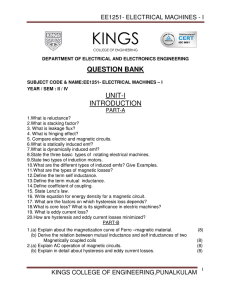 KINGS  QUESTION BANK EE1251- ELECTRICAL MACHINES - I