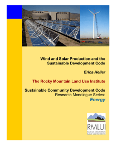 Energy Wind and Solar Production and the Sustainable Development Code