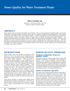 Power Quality for Water Treatment Plants ABSTRACT Marco Tremblay, ing.