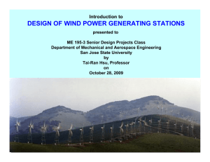 DESIGN OF WIND POWER GENERATING STATIONS Introduction to