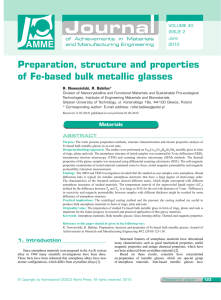 Preparation, structure and properties of Fe-based bulk metallic glasses and Manufacturing Engineering
