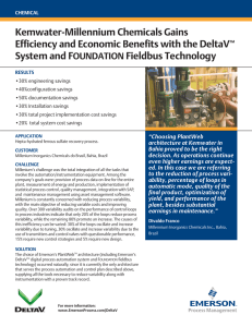 Kemwater-Millennium Chemicals Gains Efficiency and Economic Benefits with the DeltaV Fieldbus Technology