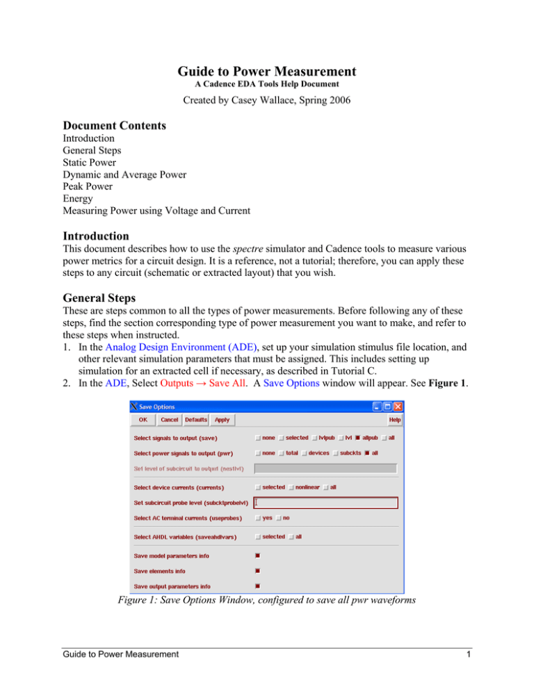 Guide to Power Measurement Document Contents