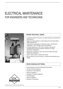 ELECTRICAL MAINTENANCE FOR ENGINEERS AND TECHNICIANS WHAT YOU WILL  GAIN: