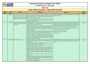 Schedule &amp; Syllabus of ONLINE TEST SERIES NEET-UG [Academic Session : 2013-2014]