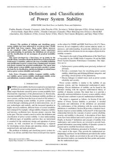 Definition and Classification of Power System Stability Prabha Kundur (Canada, Convener) (Switzerland)