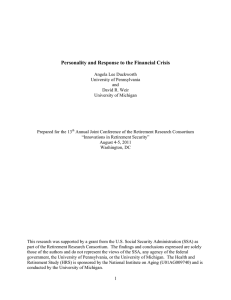 Personality and Response to the Financial Crisis