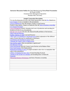 Instructor Discussion Outline for Can I Survive in Ag. PowerPoint... Sample Transaction Description By Duane Griffith