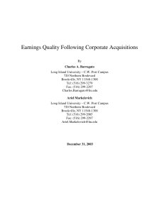 Earnings Quality Following Corporate Acquisitions