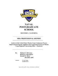 NAVAL POSTGRADUATE SCHOOL MBA PROFESSIONAL REPORT