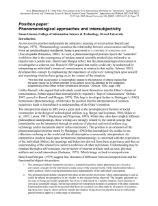 Proceedings of the First International Workshop on “Interpretive” Approaches to