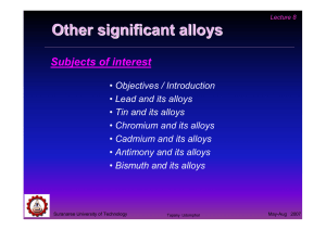 Other significant alloys Subjects of interest