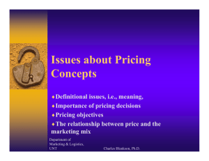 Issues about Pricing Concepts