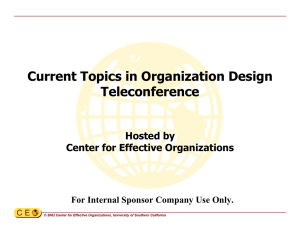 Current Topics in Organization Design Teleconference Hosted by Center for Effective Organizations