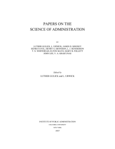 PAPERS ON THE SCIENCE OF ADMINISTRATION