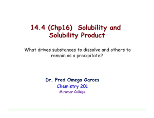 14.4 (Chp16)  Solubility and Solubility Product