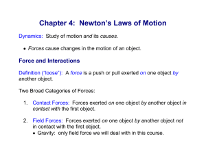 Chapter 4:  Newton’s Laws of Motion Force and Interactions