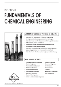 FUNDAMENTALS OF CHEMICAL ENGINEERING Practical AFTER THIS WORKSHOP YOU WILL BE ABLE TO: