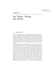 Set Theory: Taming the Infinite 2.1 Introduction CHAPTER 2