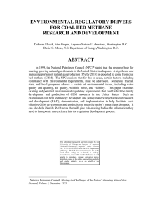 ENVIRONMENTAL REGULATORY DRIVERS FOR COAL BED METHANE RESEARCH AND DEVELOPMENT ABSTRACT
