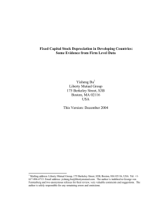 Fixed Capital Stock Depreciation in Developing Countries: Yisheng Bu