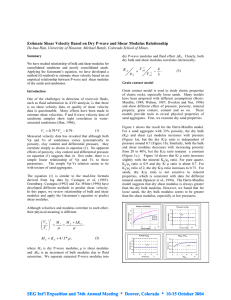 Estimate Shear Velocity Based on Dry P-wave and Shear Modulus... De-hua Han, University of Houston, Michael Batzle, Colorado School of...