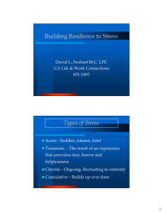 Building Resilience to Stress Types of Stress