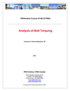Analysis of Bolt Torquing PDHonline Course S149 (2 PDH)