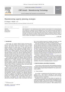 Manufacturing capacity planning strategies (1) *