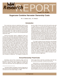 REPORT Research Sugarcane Combine Harvester Ownership Costs Introduction