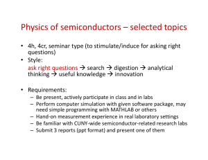 Physics of semiconductors – selected topics Physics of semiconductors  selected topics