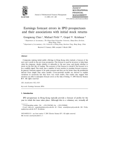 Earnings forecast errors in IPO prospectuses Gongmeng Chen , Michael Firth