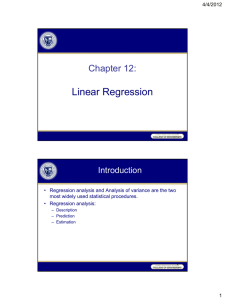 Linear Regression Chapter 12: Introduction