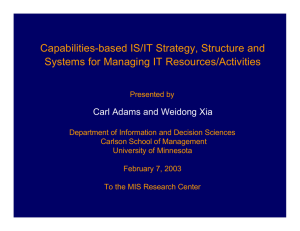 Capabilities-based IS/IT Strategy, Structure and Systems for Managing IT Resources/Activities