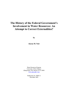 The History of the Federal Government’s Involvement in Water Resources: An