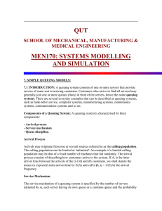 QUT MEN170: SYSTEMS MODELLING AND SIMULATION SCHOOL OF MECHANICAL, MANUFACTURING &amp;