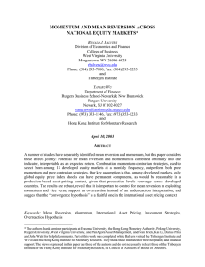 MOMENTUM AND MEAN REVERSION ACROSS  NATIONAL EQUITY